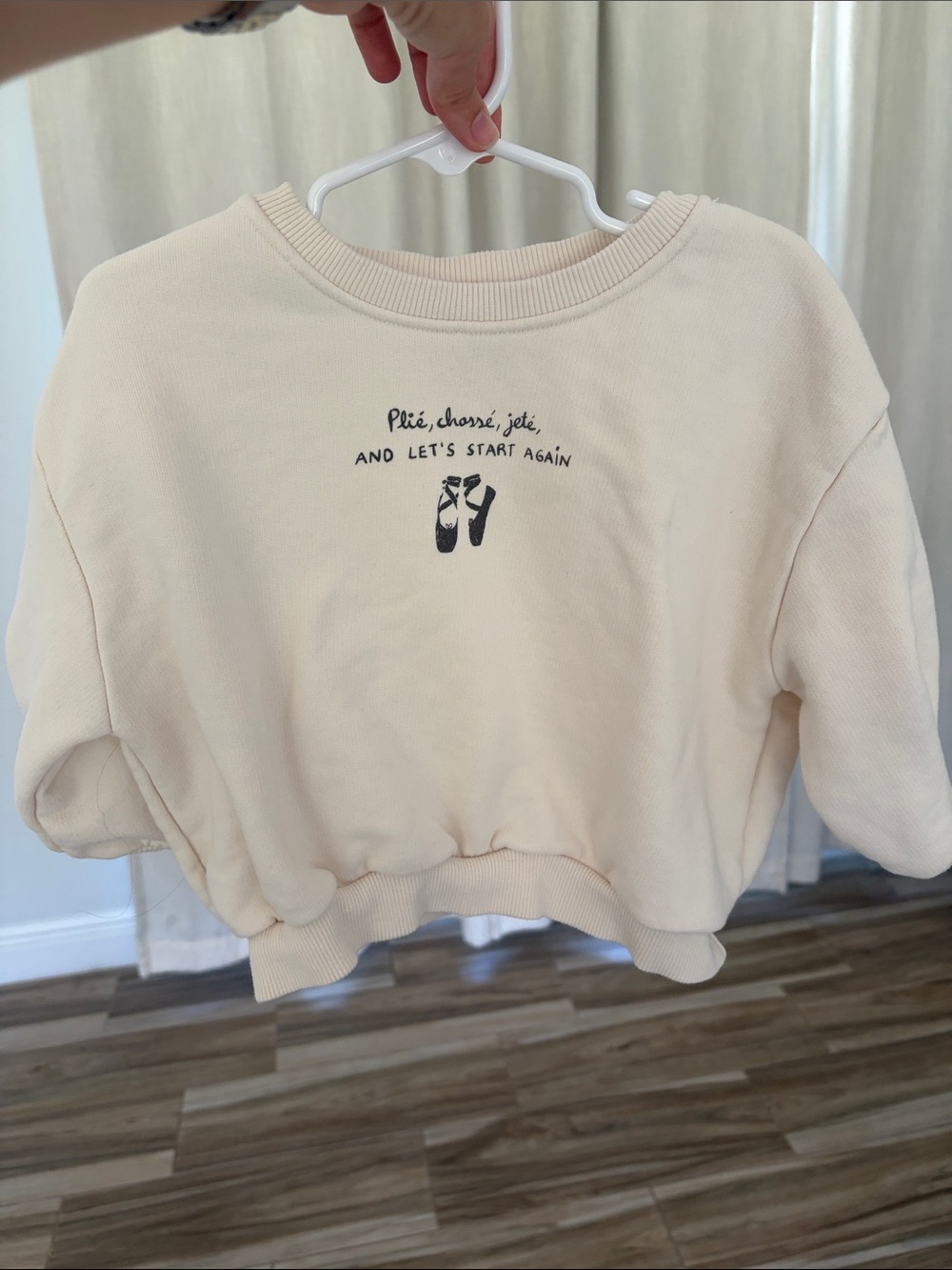 ZARA Kids 18-24M Cream Cropped Sweatshirt with Ballet Graphic